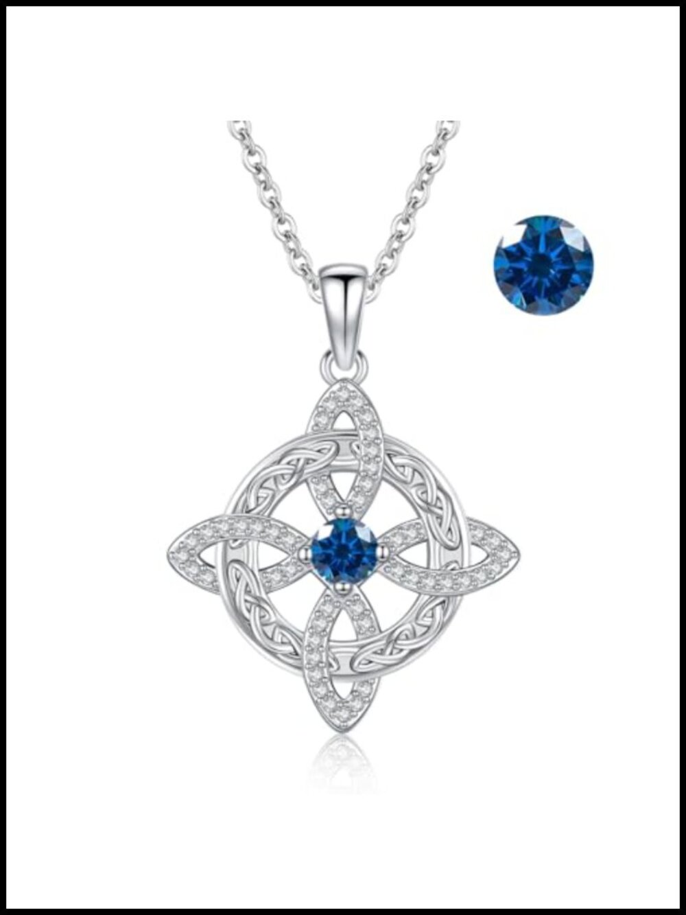 Witches Knot Necklace Celtic Cross Birthstone Pendant Wiccan Protection Jewelry